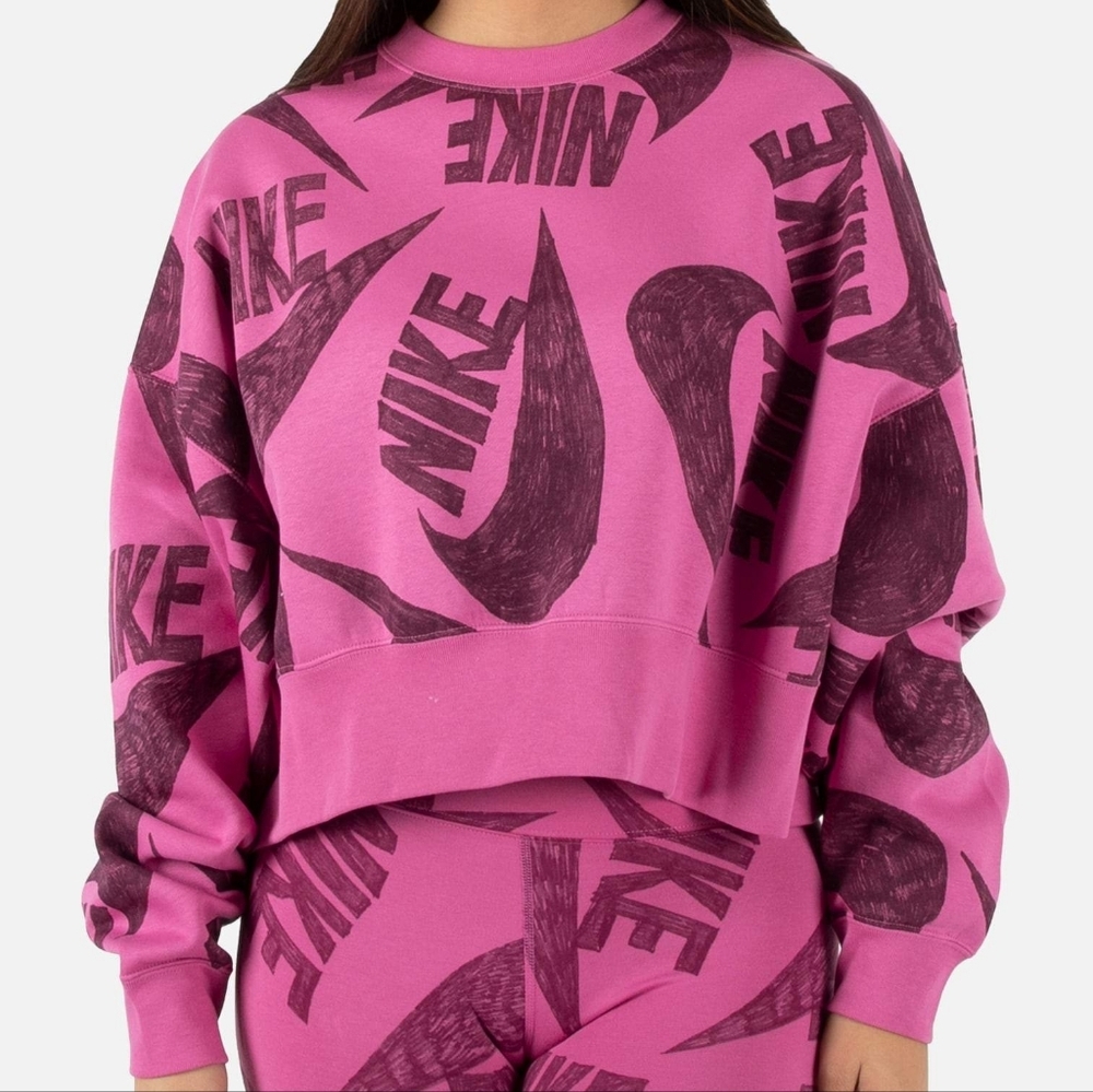 Nike Women's Pink Logo Cropped Sweatshirt